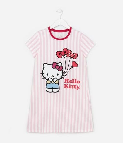 Camisón Infantil con Estampa y Lettering Hello Kitty - Talle 5 a 14 años