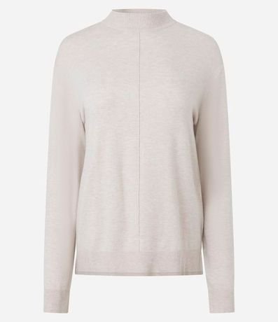 Suéter en Punto con Cuello Alto y Costura Delantera