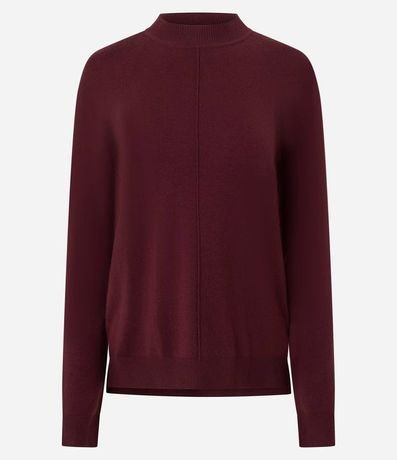 Suéter en Punto con Cuello Alto y Costura Delantera