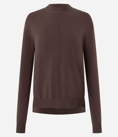 Suéter en Punto con Cuello Alto y Costura Delantera