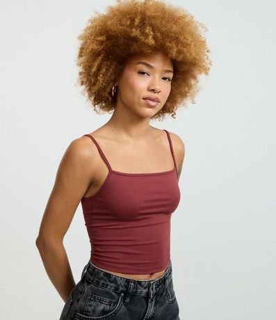 Top Cropped de Poliamida con Breteles Finos