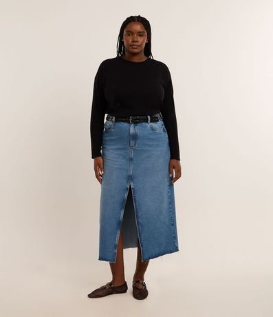 Blusa en Rib sin Sisa con Cuello Redondo Curve & Plus Size 3