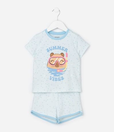 Pijama Corto Infantil con Estampa de Lunares y Carpincho - Talle 2 a 6 años