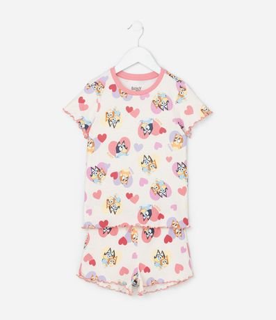 Pijama Infantil con Estampa Bluey y Bingo con Corazones - Talle 3 a 8 años