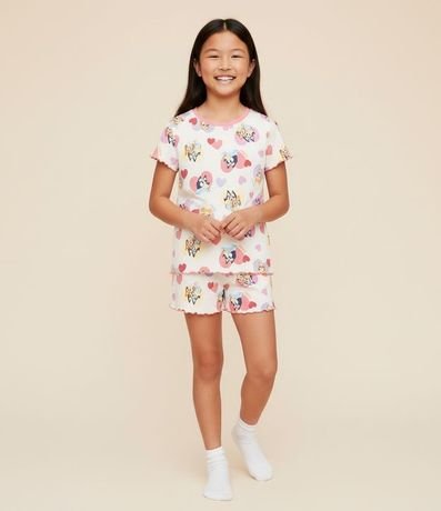 Pijama Infantil con Estampa Bluey y Bingo con Corazones - Talle 3 a 8 años