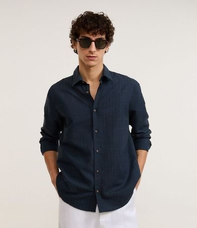 Camisa Comfort en Algodón con Textura Maquinetada