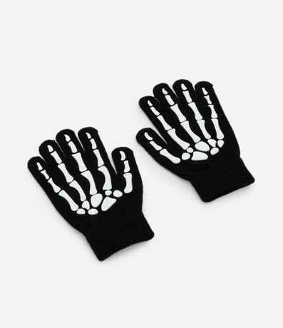 Guante Infantil en Punto Leve con Estampa de Esqueleto – Talle P al G