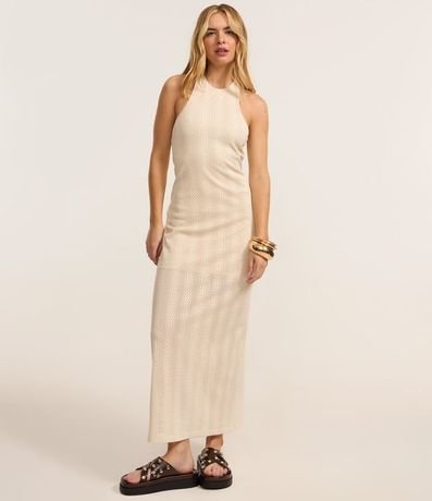 Vestido Midi en Poliamida Texturizada con Escote Frente Única 2