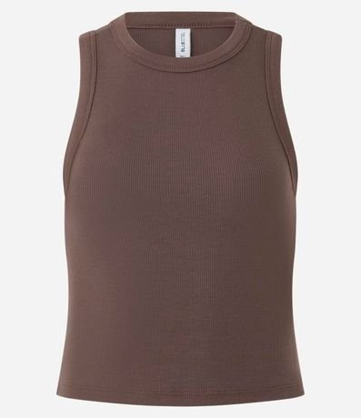 Blusa Cropped sin Manga en Ribana con Cuello Redondo 5