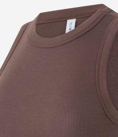 Blusa Cropped sin Manga en Ribana con Cuello Redondo 6