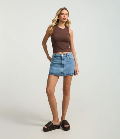 Blusa Cropped sin Manga en Ribana con Cuello Redondo 2