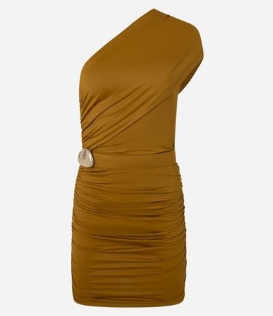 Vestido Corto en Microfibra con Escote Hombro Único y Cinturón 6