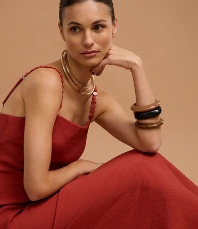 Vestido Recto Midi en Viscosa con Adornos en el Bretel 7