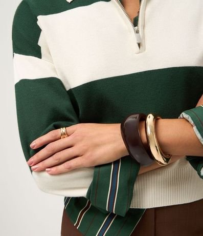 Suéter en Punto con Cuello Polo y Estampa Rayada 4