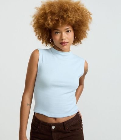 Blusa Acanalada en Rib con Cuello Alto 1