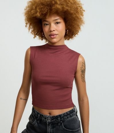 Blusa Acanalada en Rib con Cuello Alto