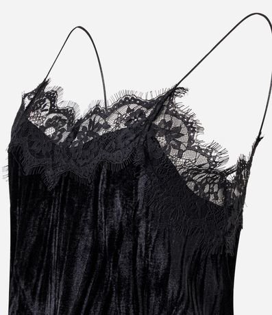 Blusa de Terciopelo con Breteles Finos y Escote de Encaje 5