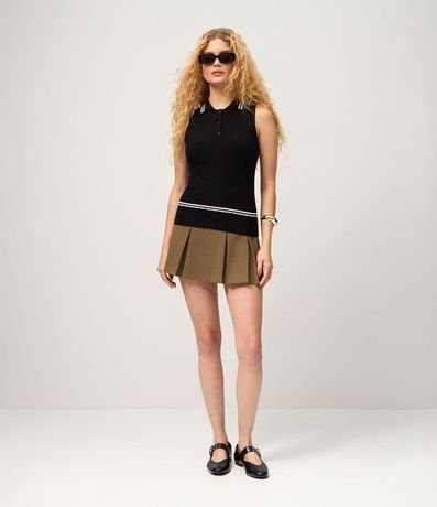 Blusa Manga Corta con Cuello Polo en Punto 2