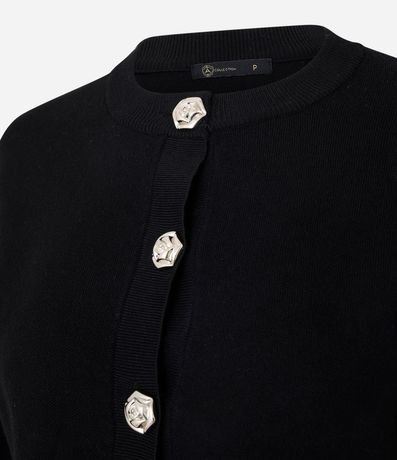 Cardigan en Efecto Punto con Botones Florales 2