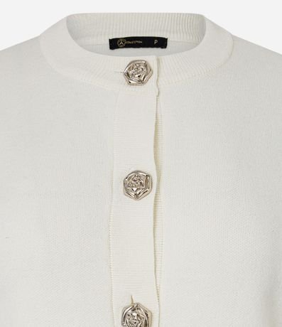 Cardigan en Efecto Punto con Botones Florales 2