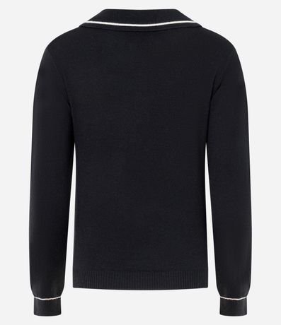 Blusa Polo en Punto con Manga Larga y Biés Contrastantes 6