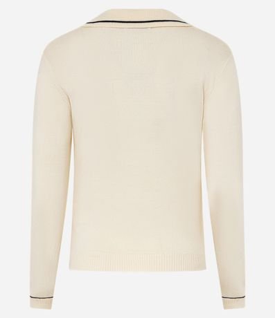 Blusa Polo en Punto con Manga Larga y Biés Contrastantes 7