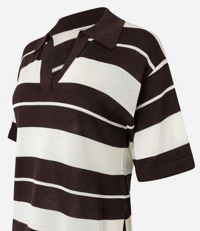 Blusa en Punto con Cuello Polo y Estampado Rayada 6
