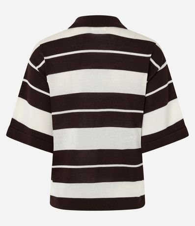 Blusa en Punto con Cuello Polo y Estampado Rayada 7