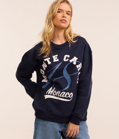 Saco Cerrado Alargado en Algodón con Felpa y Estampa Monte Carlo