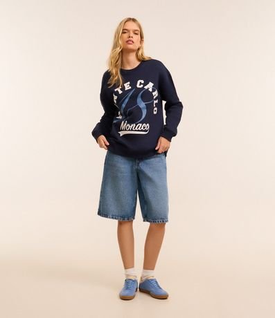 Saco Cerrado Alargado en Algodón con Felpa y Estampa Monte Carlo 2