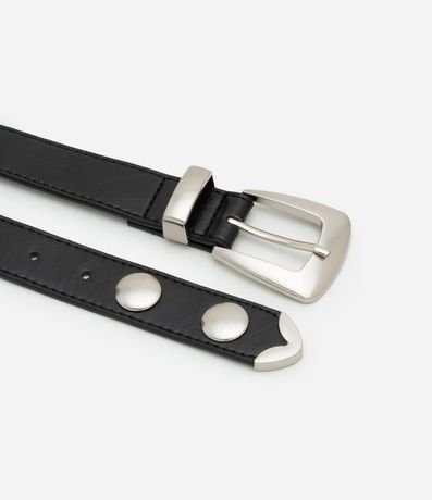 Cinturón Mediano en PU con Hebilla Cuadrada y Punta Metalizada 2