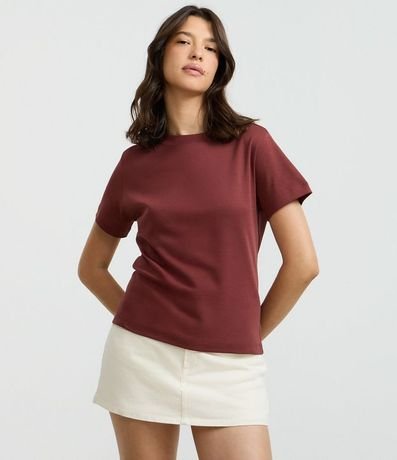 Blusa Básica en Algodón Interlock con Cuello Redondo