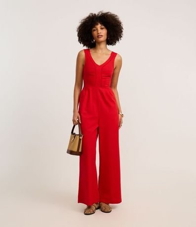 Mono Largo en Sarga con Detalle Entrelazado