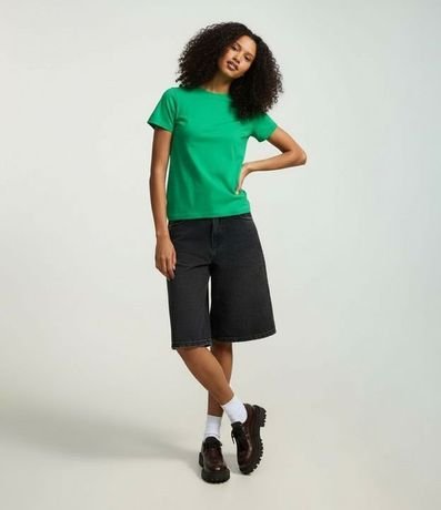 Remera en Media Malla con Manga Corta Doblada