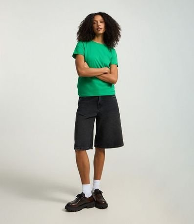 Remera en Media Malla con Manga Corta Doblada 2