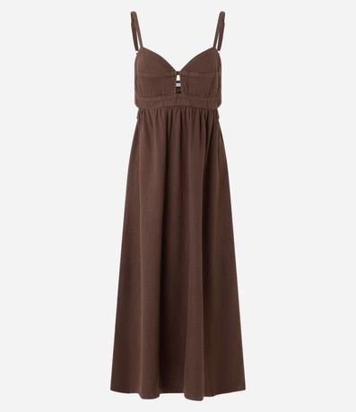 Vestido Midi en Sarga con Escote Corazón y Cutouts 5
