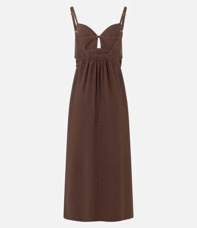 Vestido Midi en Sarga con Escote Corazón y Cutouts 6
