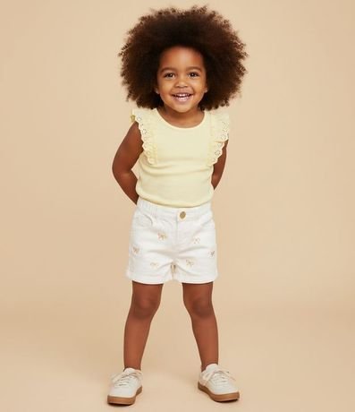 Short Infantil Clochard en Sarga con Estampa de Lazos - Talle 1 a 6 años
