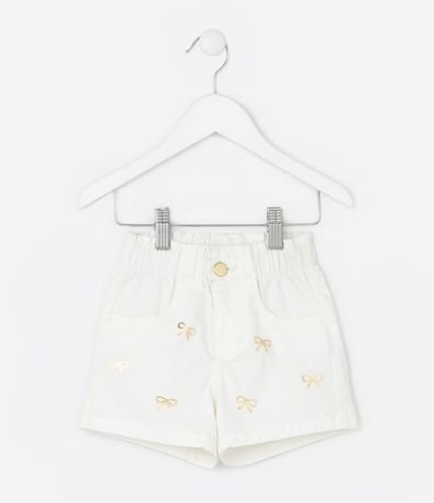 Short Infantil Clochard en Sarga con Estampa de Lazos - Talle 1 a 6 años