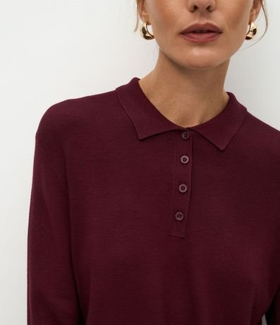 Blusa Manga Larga en Punto con Cuello Polo 4
