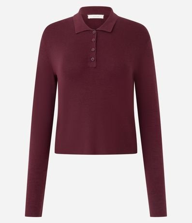Blusa Manga Larga en Punto con Cuello Polo 5