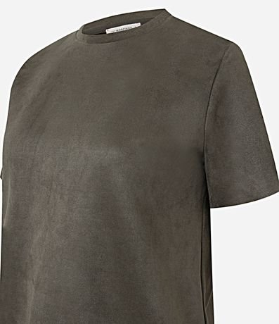 Vestido Corto Recto en Gamuza con Cuello Redondo 2