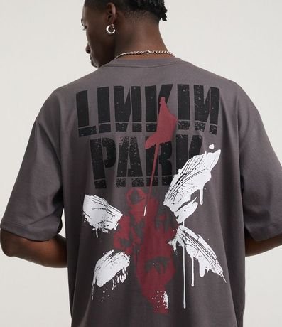 Remera Boxy en Algodón con Estampa Lettering Linkin Park