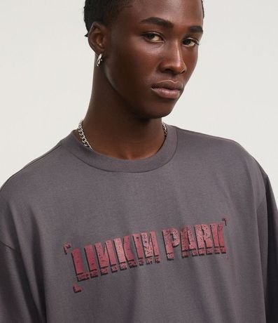 Remera Boxy en Algodón con Estampa Lettering Linkin Park 4