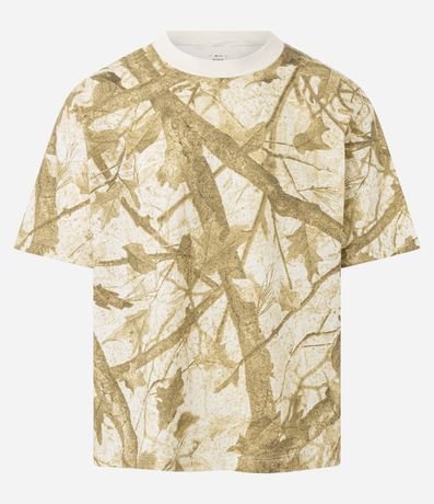 Remera Boxy en Algodón con Estampa de Follaje 8