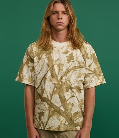 Remera Boxy en Algodón con Estampa de Follaje 1
