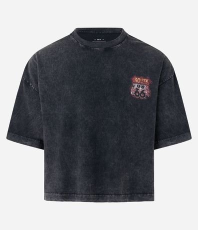 Remera Oversized en Algodón con Estampa de Placas Marmolada 8