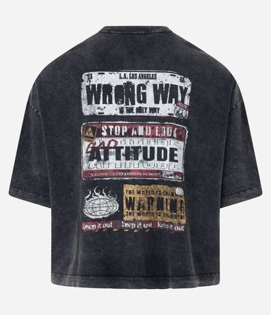 Remera Oversized en Algodón con Estampa de Placas Marmolada 9