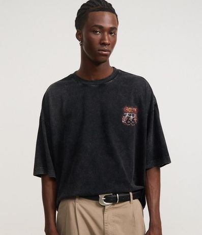 Remera Oversized en Algodón con Estampa de Placas Marmolada 2