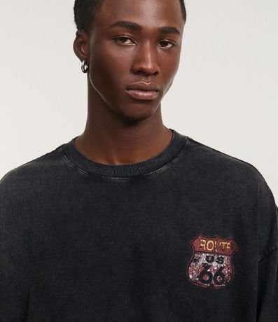 Remera Oversized en Algodón con Estampa de Placas Marmolada 4